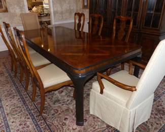 Beautiful Dining Table With 8 Chairs, Breakfront, Area Rug
