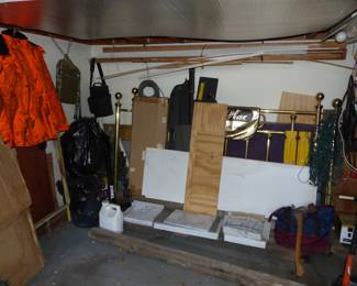 Come Dig In Garage, Brass Headboard, Fishing & Hunting Gear