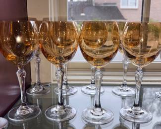 Amber Iridescent Wine Glasses!