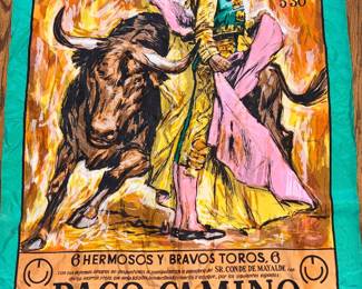 Vtg Matador Bullfight Fabric Hanging!