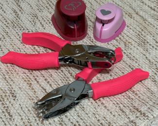 Pair of Pink Grip ½ Inch Heart Shaped Single Hole Puncher & Other Heart Shaped Paper Punchers!