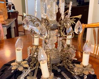 Antique Brass/Crystal Chandelier