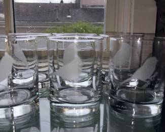 Bird Etched Rock Glasses Set Of 6!