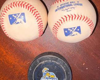 Walleye Official Game Puck & Official Ball of International Baseball League!
