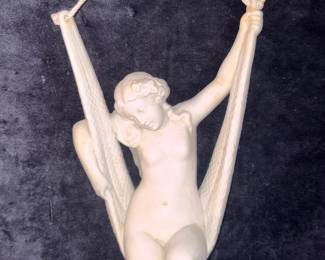 Vtg Art Nouveau Nude Lady On A Swing!