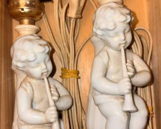 Vtg Cherub Porcelain Cherub Lamp Part Pr!