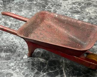 Antique Miniature Red Toy Wheelbarrow Pressed Steel 