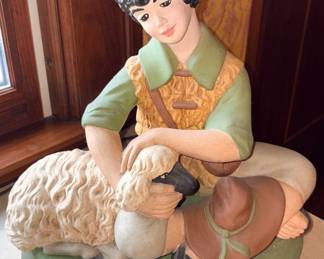 Atlantic Mold Signed 1962 Boy Lamb Statue!
