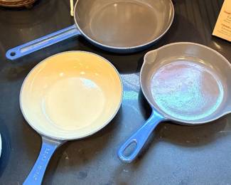 Le Creuset 3 Pc Blue Fry Pan Set #10,12 & 20  France!