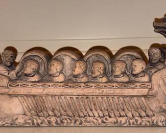 Cement Viking Dragon Boat Sculpture!