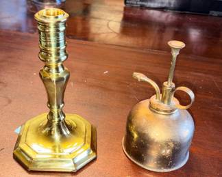 Vtg Brass Plant Spritzer & Vtg Baldwin Brass Candle Stick!