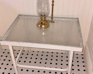 MCM Metal Table w/Glass Top!