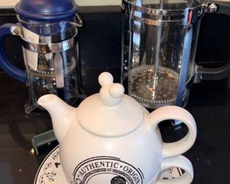 Disney Parks Mickey Mouse Tea Pot For One & French Presses!