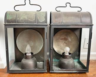 3 Vintage Lanterns: Copper & Pair Of Tin Lot #: 75