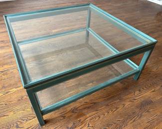 2 Tier JGS Denmark Glass Coffee Table With Painted Wood Frame -- SEE DESCRIPTION For Pick-Up Instructions Lot #: 9