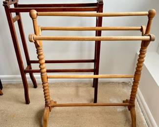 2 Vintage Solid Wood Quilt Blanket Stands Lot #: 16