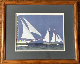 3 Original Art Works: Anne Kilham Wood Block Print, Jean Fine Watercolor & Landscape Drawing Lot #: 158