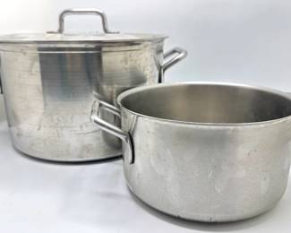 2 Large Heavy Metal Cooking Pots, Larger With Lid Lot #: 148