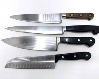 Vintage . A. Henckels Zwilling Knife Block & 7 Knives By Henckles, Wusthof, Messermeister & More Lot #: 113