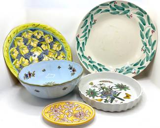 5 Ceramic Serving Bowls & Platters From Extra Large To Small, Many Hand Painted In Italy Lot #: 108