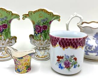 Vintage Porcelain Floral Vases, Pitcher & Creamer By Royal Winton, Chelsea House & More Lot #: 98