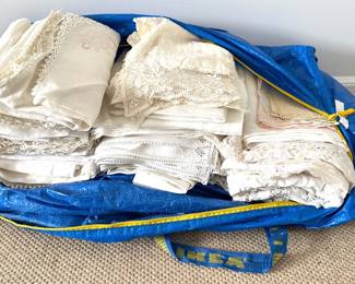 Vintage Linens: Table Cloths, Napkins, Placemats, Runners & More In Large Ikea Bag Lot #: 141