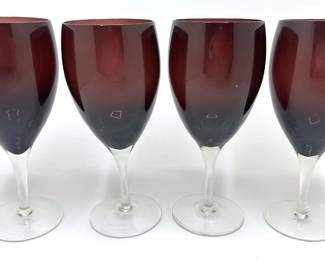 Set 4 Amethyst Purple Glass Wine Goblets Lot #: 78