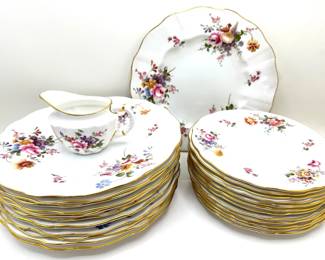 Royal Crown Derby English Bone China Posies Full Service For 12: Dinner Plates & Salad Plates & Creamer Lot #: 12
