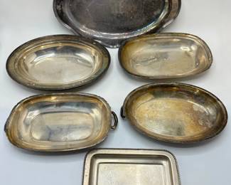 6 Vintage Silver Plate Bowls & Trays Lot #: 132