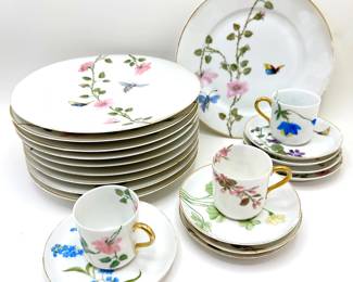 Vintage China With Butterflies & Gold Accents: 9 Plates, 3 Teacups & 8 Saucers Lot #: 88