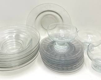 10 Vintage Glass Dessert Plates, 8 Momogrammed Glass Bowls, 3 Dessert Bowls & More Lot #: 136