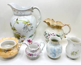 Vintage Fine China Pitchers & Bowls By Yale, Wheeling & Italian Lot #: 71