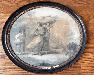 Pair Antique Etchings In Oval Frames Lot #: 66