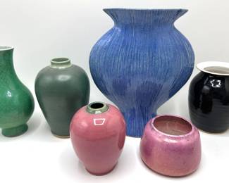  7 Artisan Ceramic Vases, Some Signed Lot #: 28
