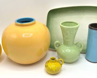 Vintage Ceramic Vases, Creamer & Tray Lot #: 8