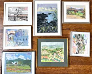 7 Original Landscape Pastel Drawings & Watercolor Paintings By Emily Muir & Others Lot #: 163