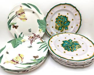 4 Vintage Spode Floral Haven Diner Plates & 5 Vintage Hand Painted Ceramic Plates From Italy Lot #: 86