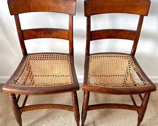 Pair Vintage Federal-style Solid Wood Chairs With Cane Seats Lot #: 44