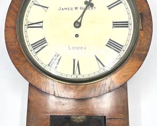 Vintage James W. Hubert London Solid Wood Drop-dial Pendulum Wall Clock Lot #: 22