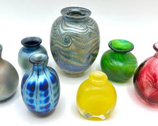 7 Charles Lotton (B1935) Hand Blown Art Glass Small Vases, Signed Lot #: 19