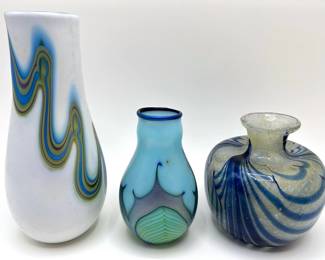 3 Charles Lotton (B1935) Hand Blown Art Glass Vases, Signed Lot #: 18