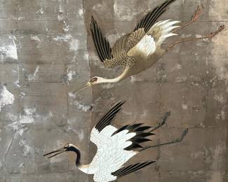 Vintage Japanese Byobu Hand Painted Folding Screen Room Divider Lot #: 10