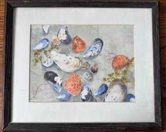 3 Original Art Works: Anne Kilham Wood Block Print, Jean Fine Watercolor & Landscape Drawing Lot #: 158