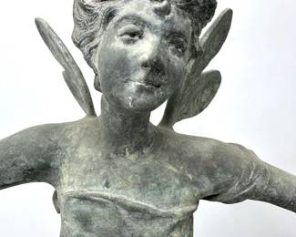 Vintage Art Nouveau Cast Iron Sculpture Of Fairy Woman With Wings Lot #: 21