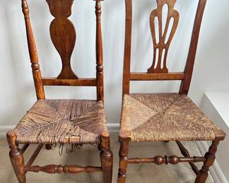 2 Antique Chippendale Chairs With Rush Seats Lot #: 43