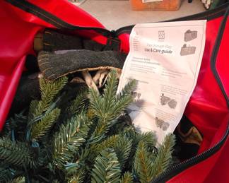 Assorted Christmas Decorations including Artificial Tree and Fall Decor