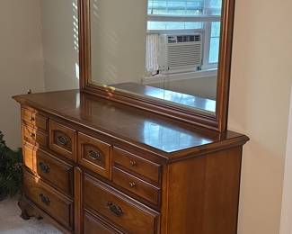 Vintage Wood Dresser with Mirror