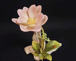 Cybis Porcelain Figurine - Pink Flower with Ladybug