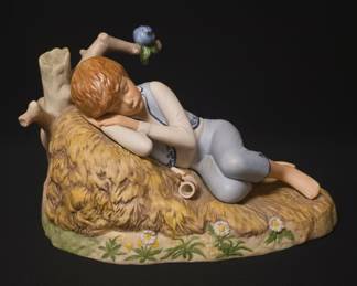Cybis Porcelain Boy Sleeping on Hay figurine