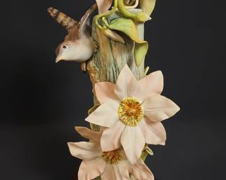 Cybis "Wren and Flowers" Porcelain Figurine